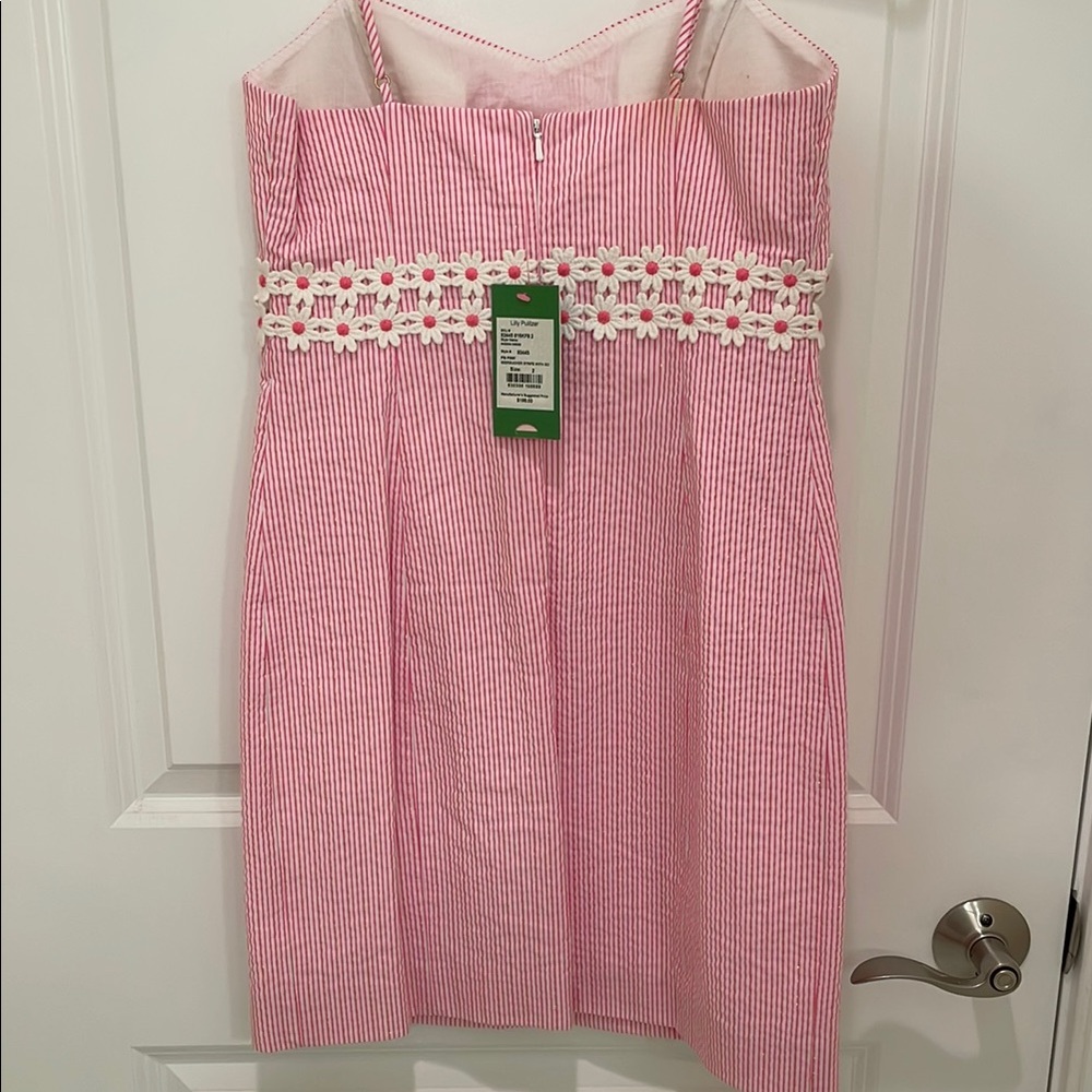 Lilly Pulitzer Sheena dress: Pink and White Striped Dress with Floral Detail - Picture 5 of 5
